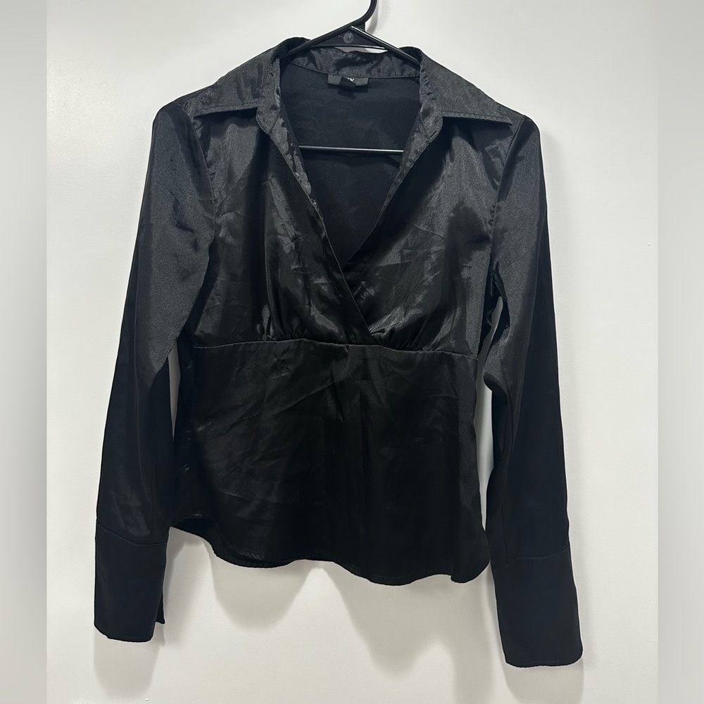Black Satin Shirt - Long Sleeve